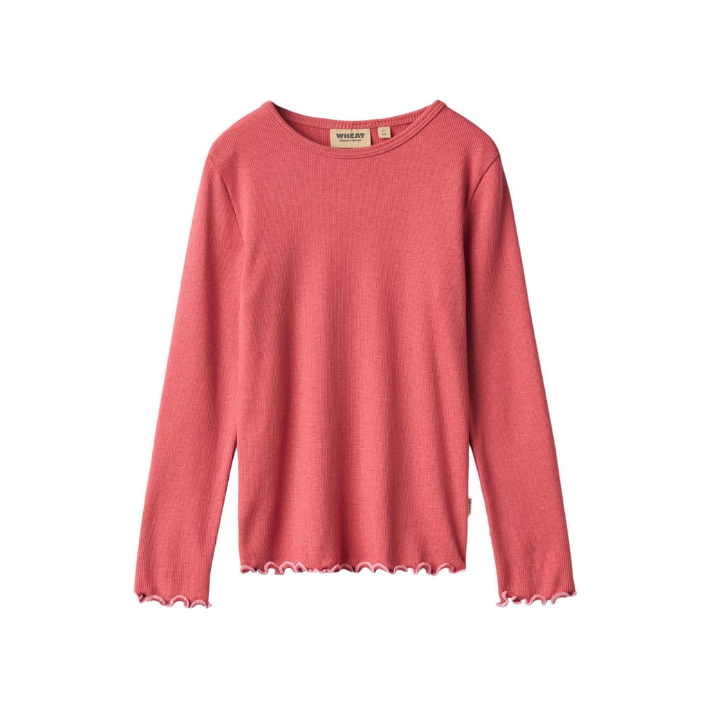 Wheat rechtvallende longsleeve - koraalrood