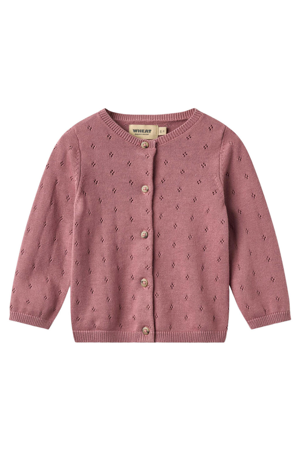 Wheat katoenen rechtvallend gebreid vest met cut-out - roze