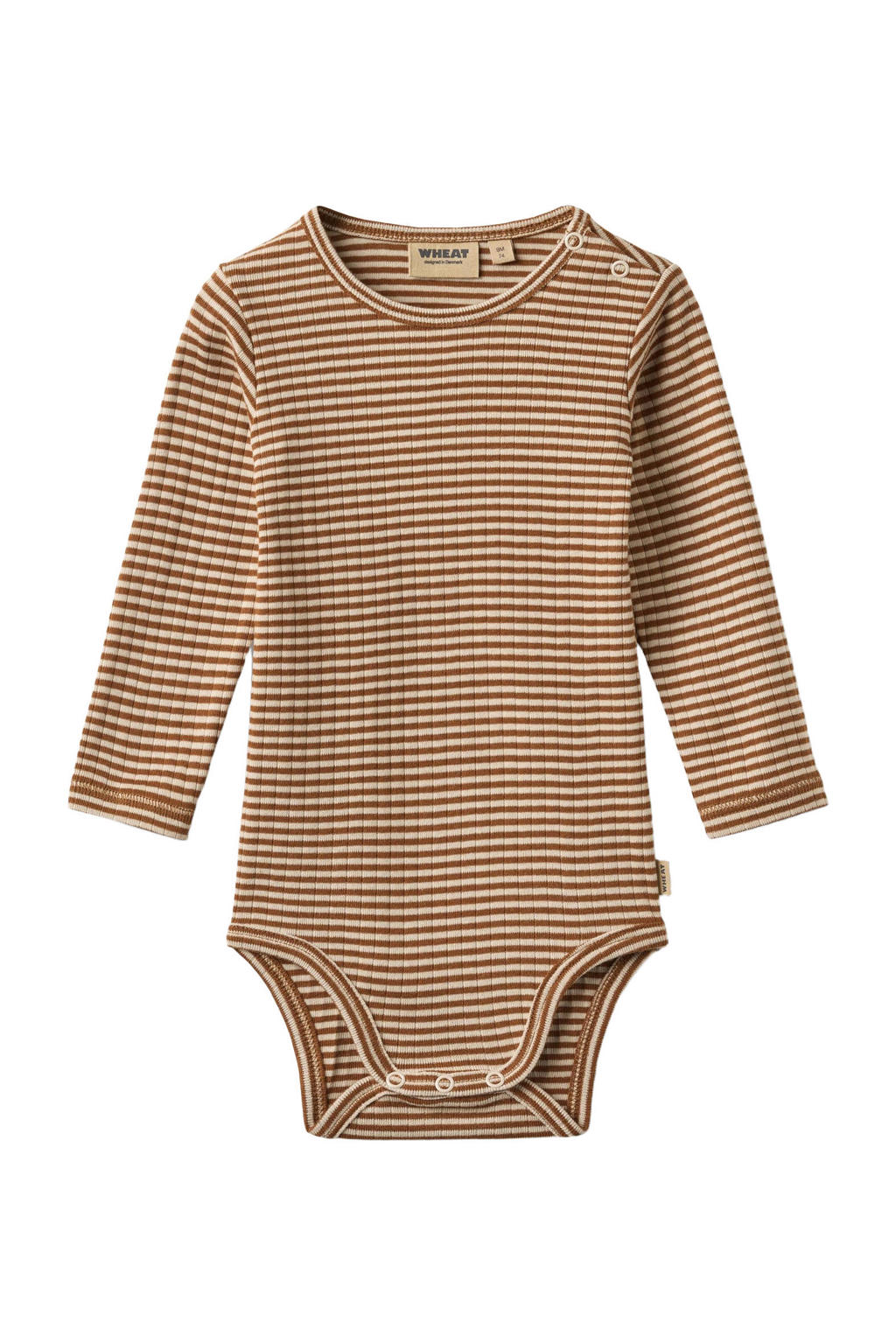 Wheat katoenen gestreepte romper - bruin/beige