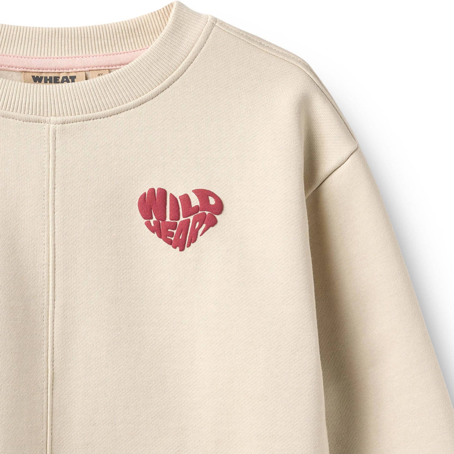 Wheat rechtvallende sweater met backprint ecru roze
