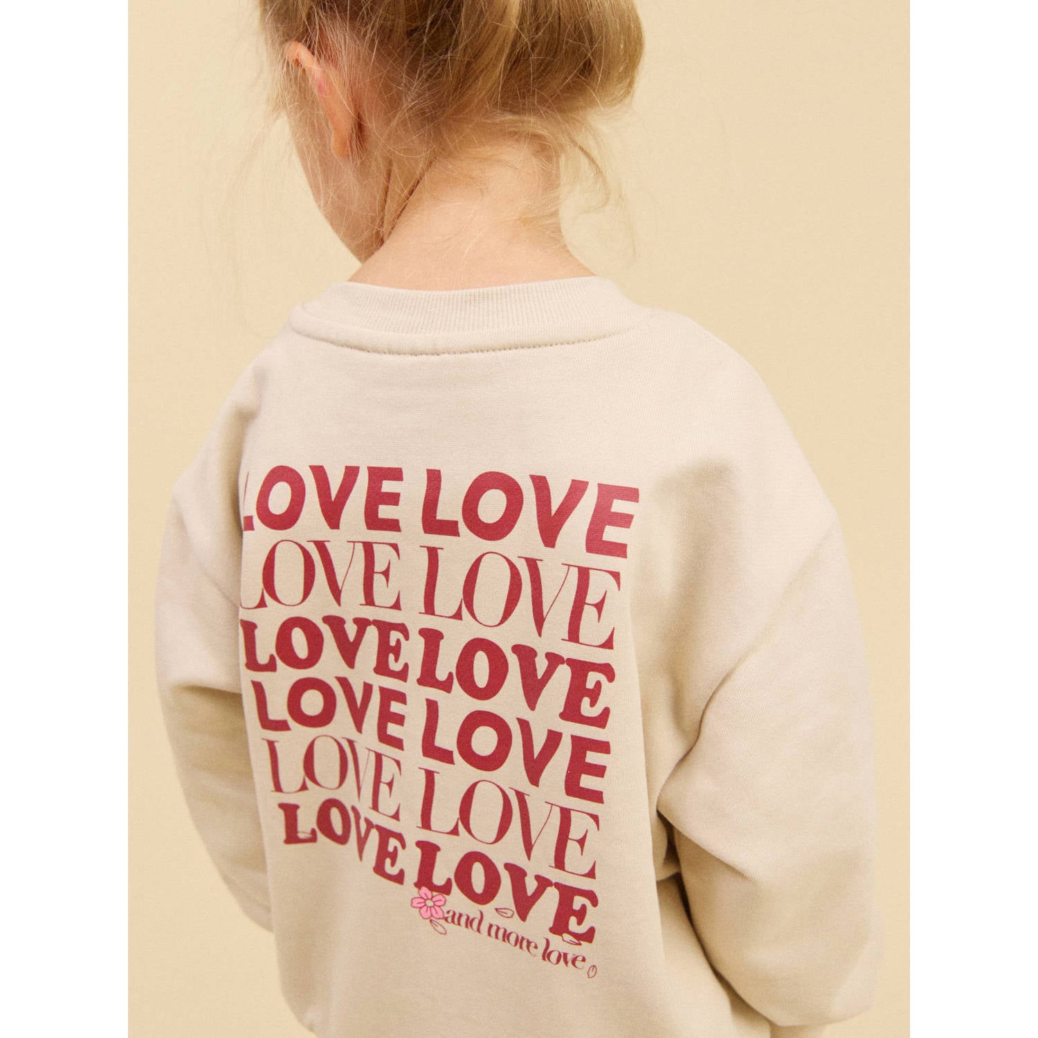 Wheat rechtvallende sweater met backprint ecru roze
