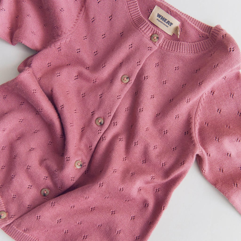 Wheat katoenen rechtvallend gebreid vest met cut-out - roze