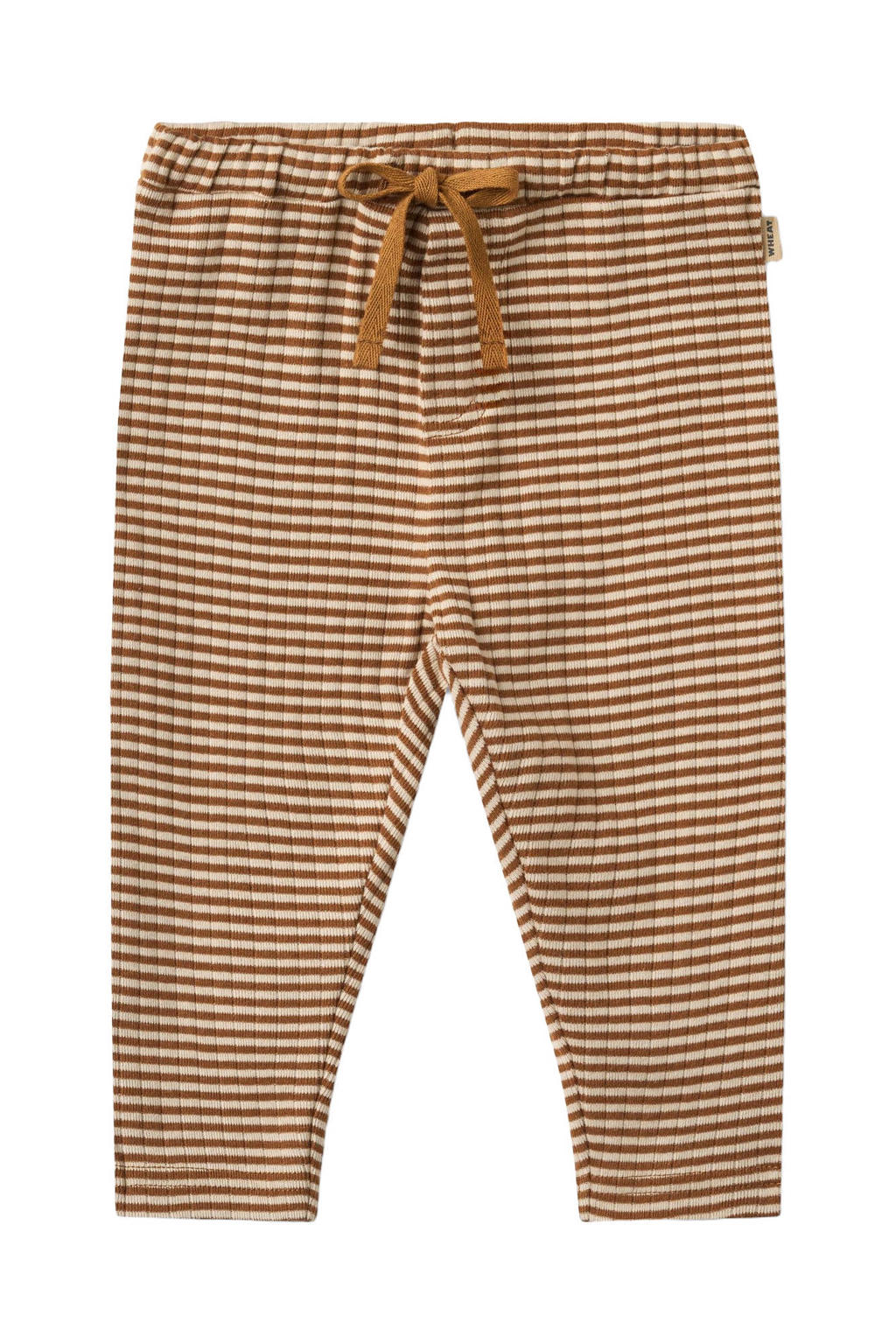 Wheat katoenen gestreepte babybroek - bruin/beige