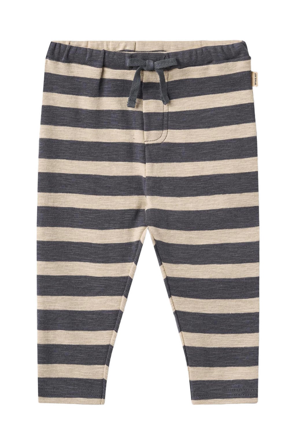 Grijs en ecru jongens Wheat katoenen regular fit gestreepte babybroek met elastische tailleband met koord