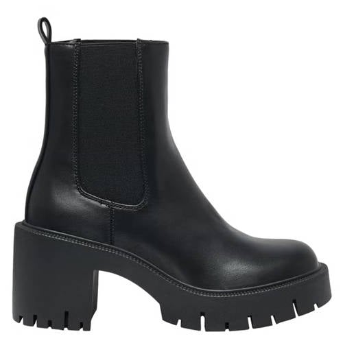 ONLY Onlbluebell-1 chelsea boots met blokhak en profielzool zwart
