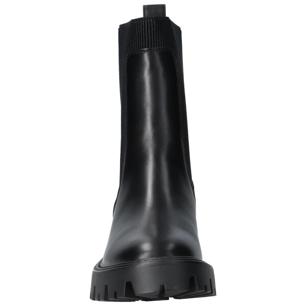 Zwarte dames ONLY chunky chelsea boots - van textiel en imitatieleer met elastische inzet