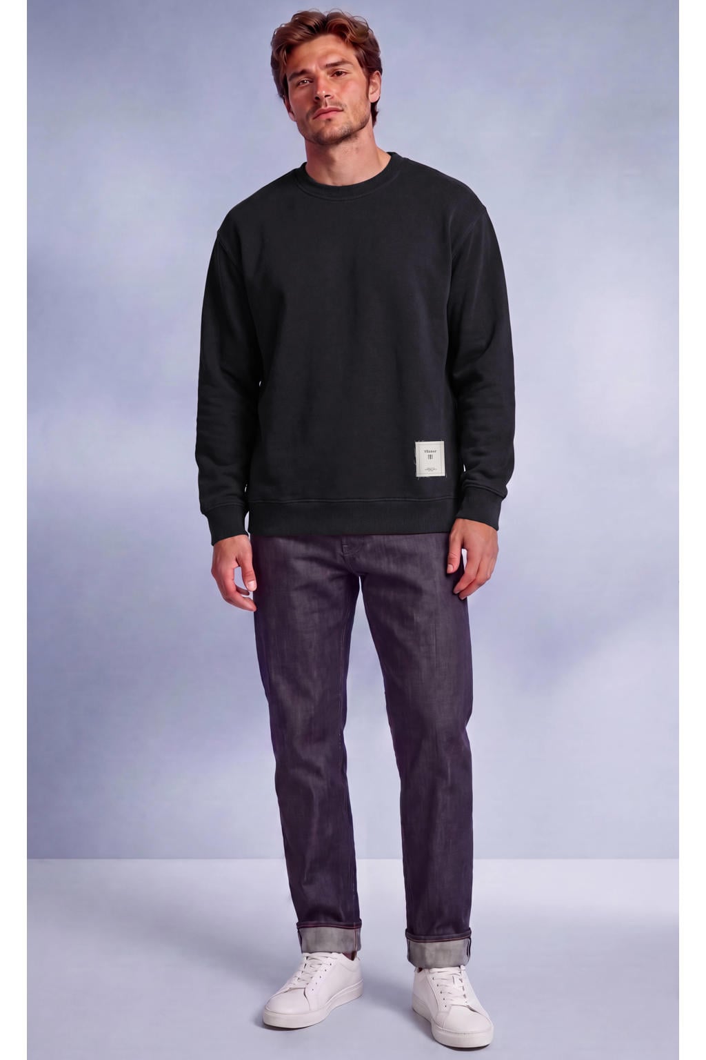 Vänner boxy sweater met backprint - zwart