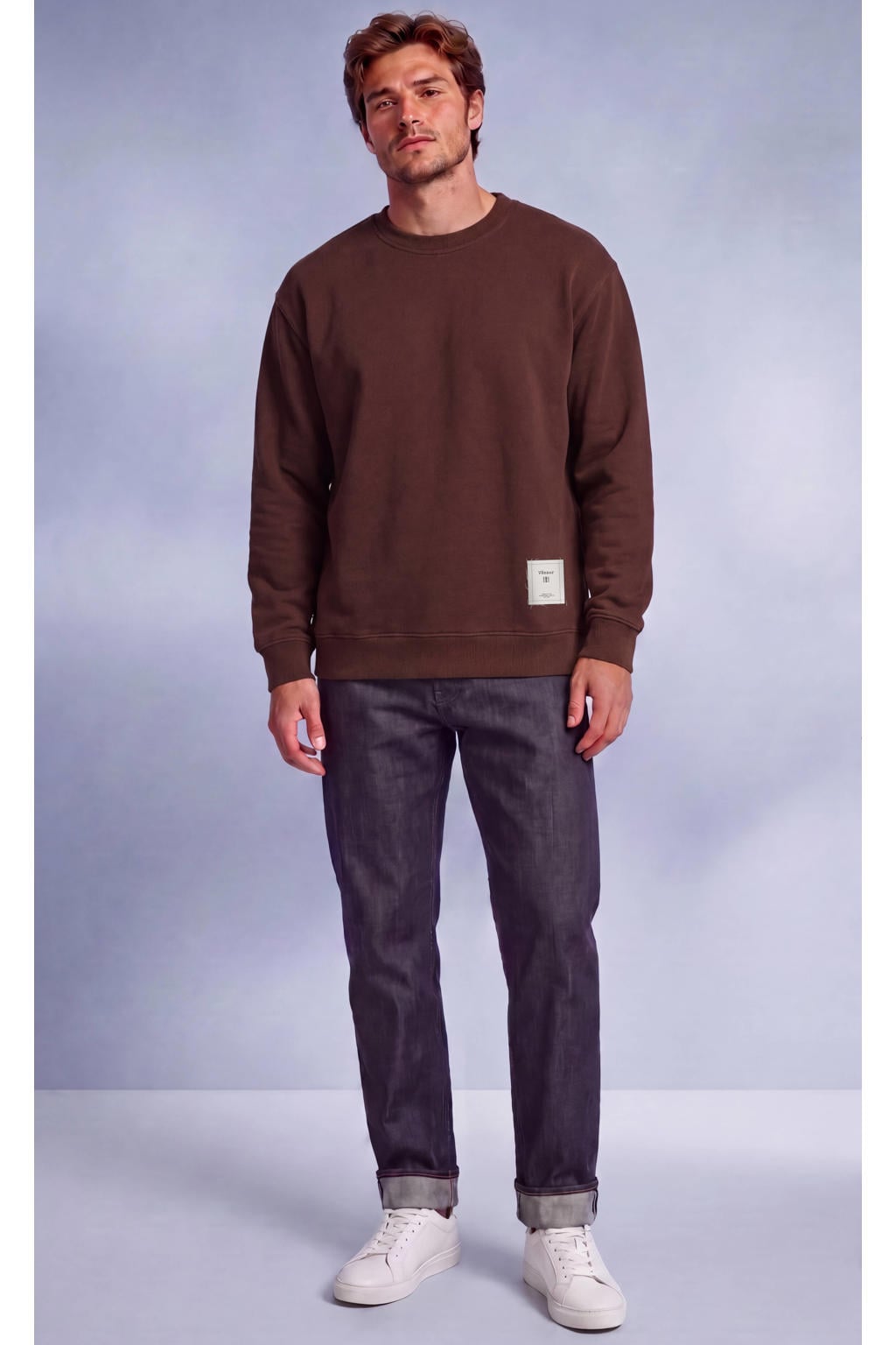 Vänner boxy sweater met backprint - bruin
