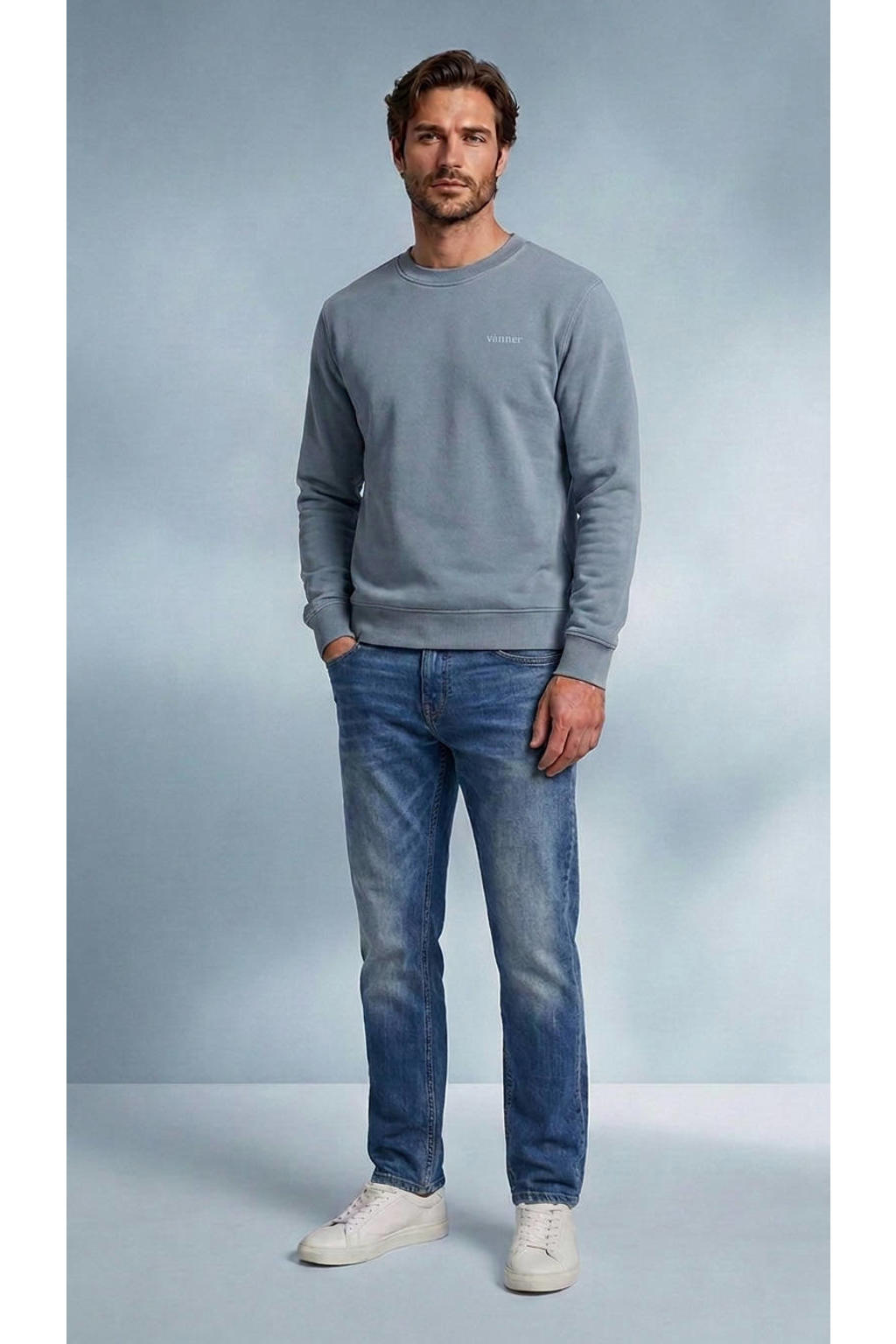 Vänner regular fit sweater met backprint - flint stone