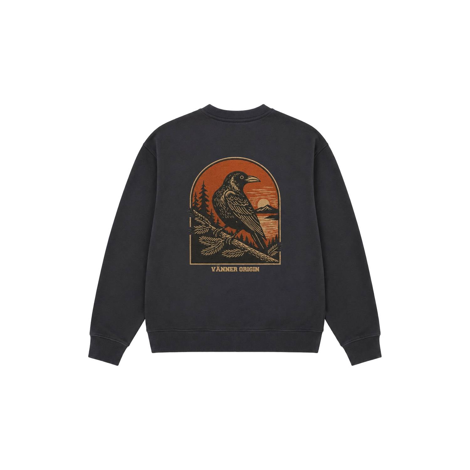 Vänner boxy sweater met backprint dark grey