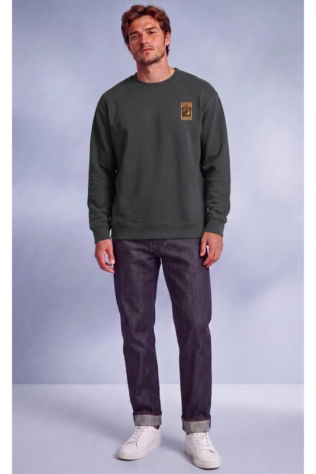 Vänner boxy sweater met backprint - dark grey