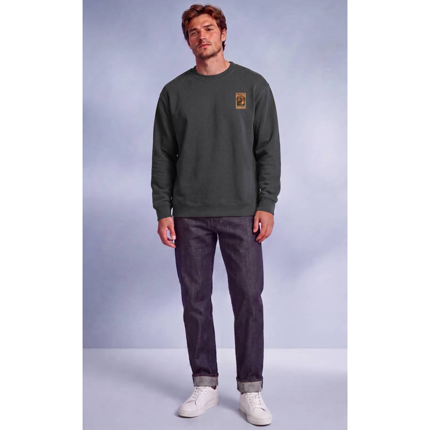 Vänner boxy sweater met backprint dark grey