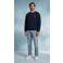 Vänner boxy sweater met borduursels en backprint - donkerblauw