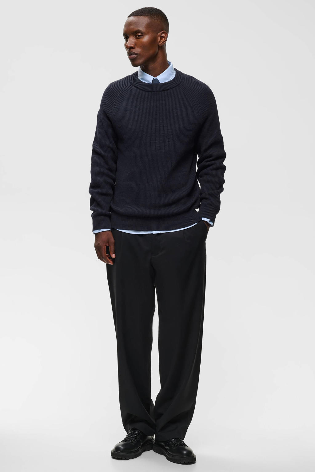 Matinique regular fit gebreide trui - donkerblauw