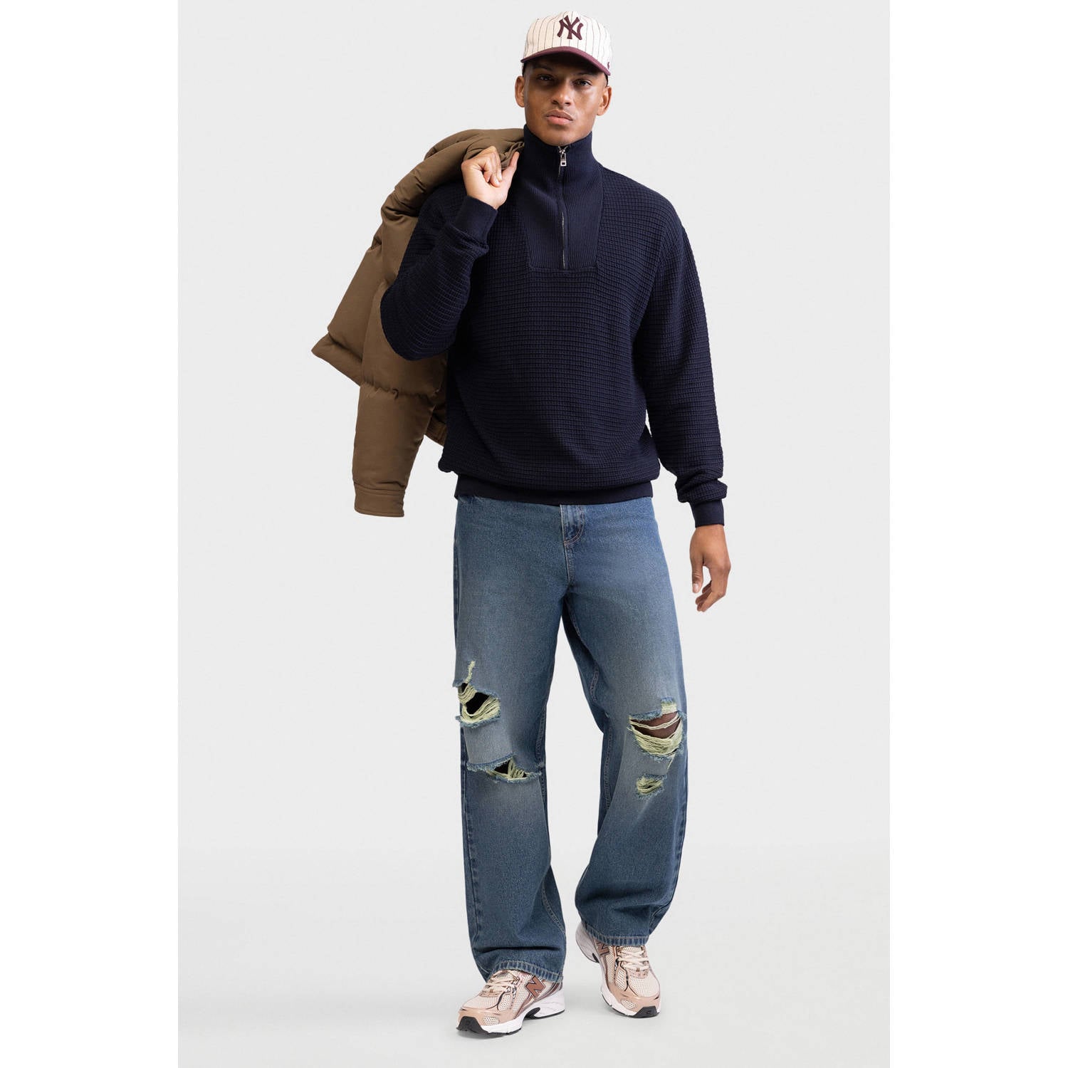 Redefined Rebel regular fit gebreide trui donkerblauw