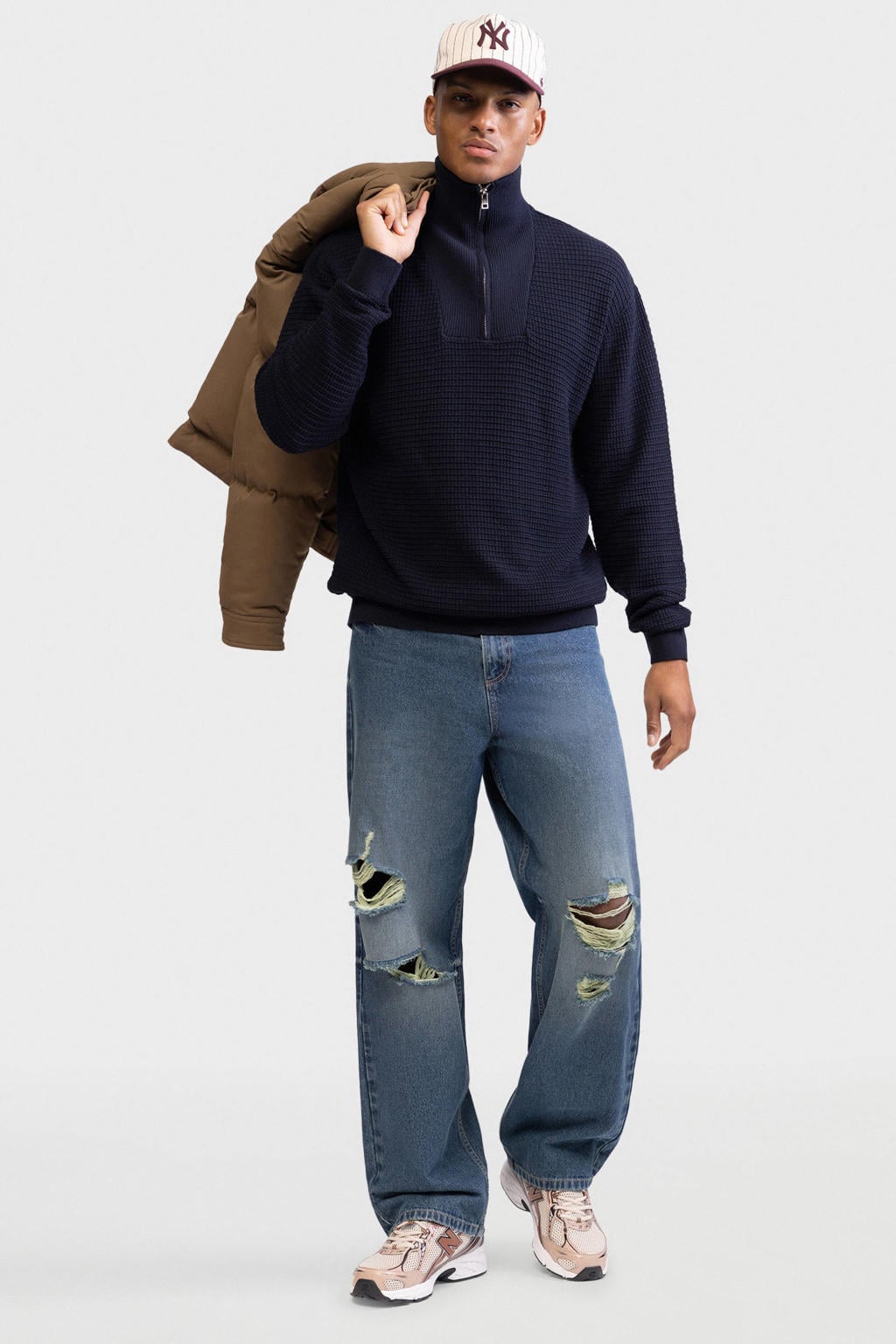 Redefined Rebel regular fit gebreide trui - donkerblauw
