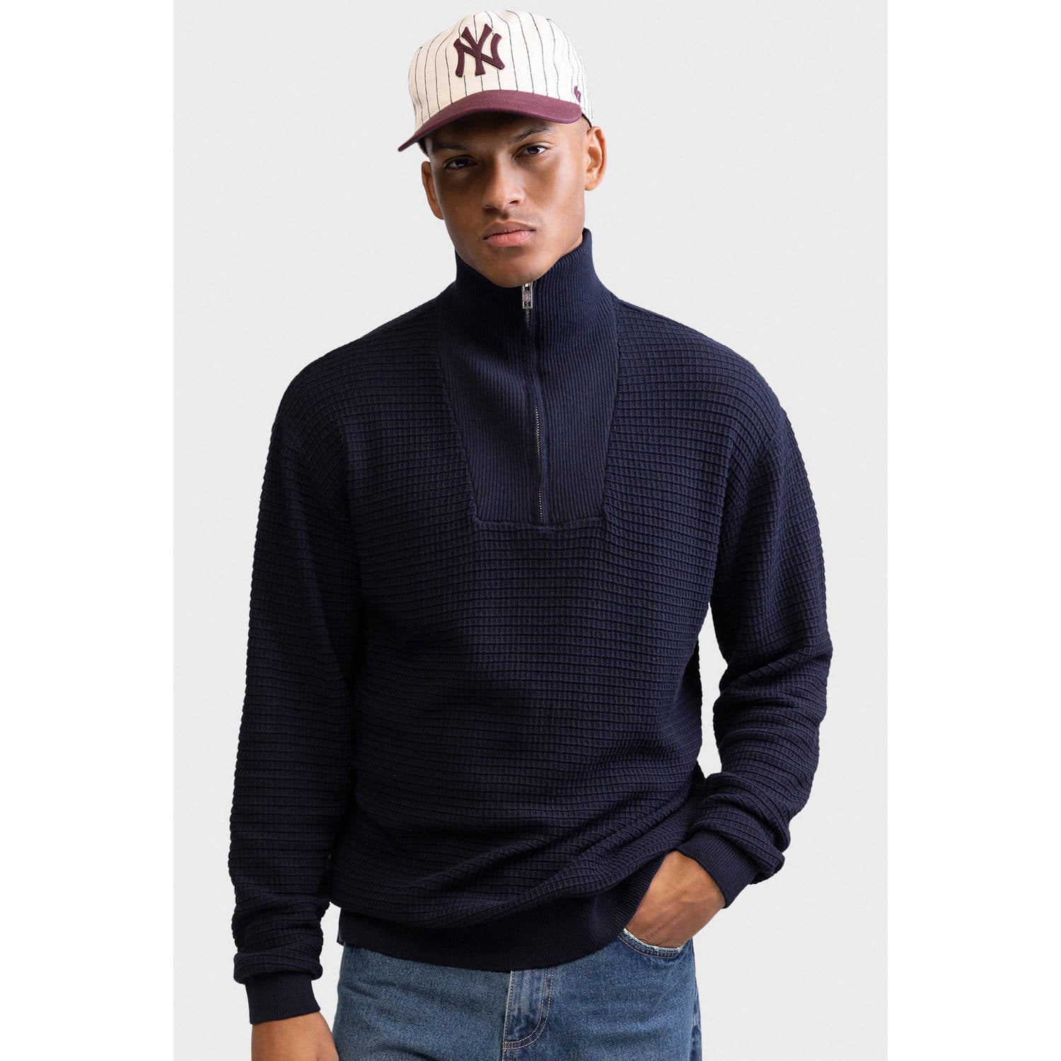 Redefined Rebel regular fit gebreide trui donkerblauw