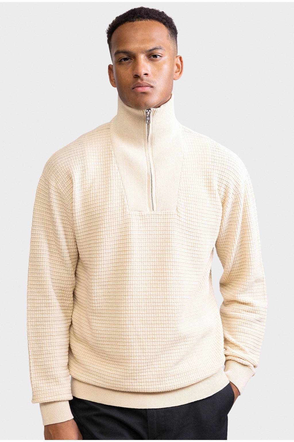 Redefined Rebel katoenen regular fit gebreide trui - offwhite