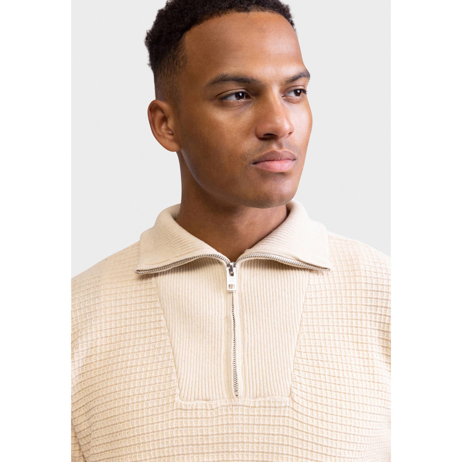 Redefined Rebel katoenen regular fit gebreide trui offwhite