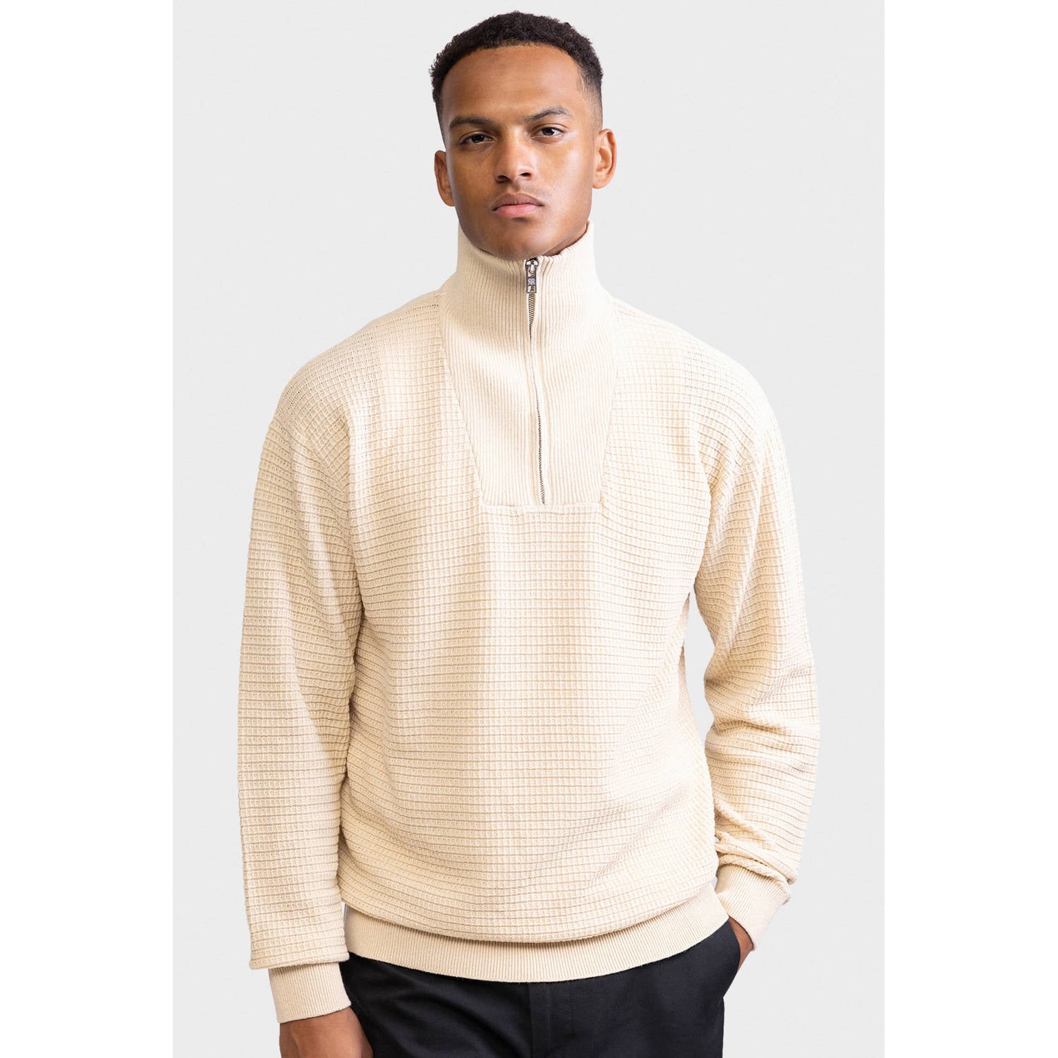 Redefined Rebel katoenen regular fit gebreide trui offwhite