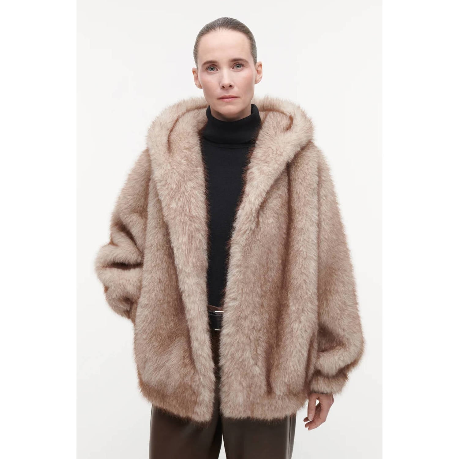 Studio AR by ARMA imitatiebont faux fur jas met wol beige