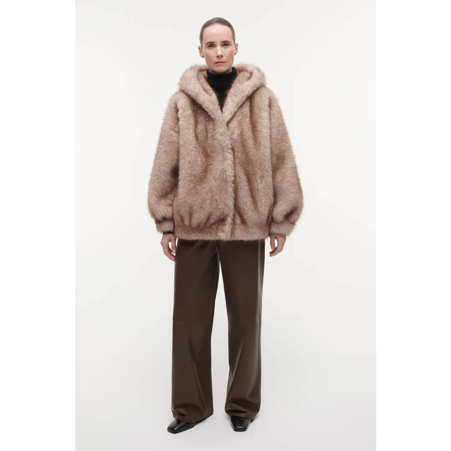 Studio AR by ARMA imitatiebont faux fur jas met wol beige