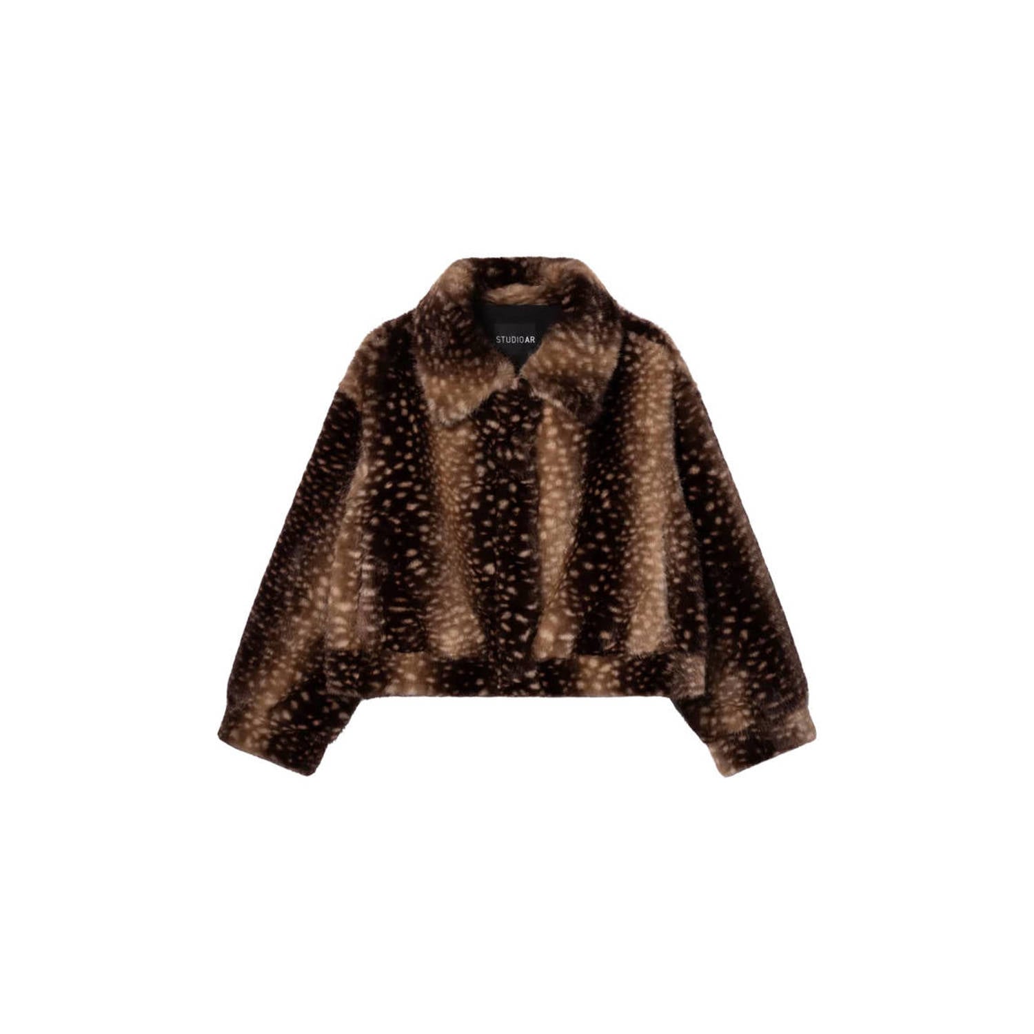 Studio AR by ARMA imitatiebont faux fur winterjas met dierenprint bruin