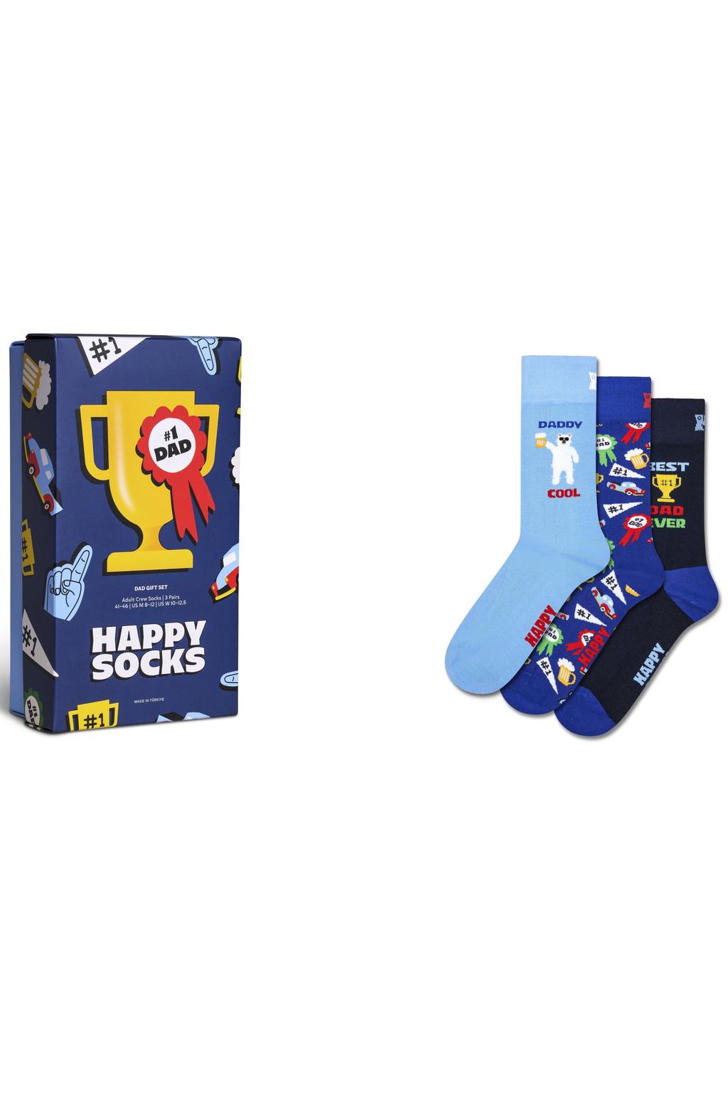Happy Socks giftbox sokken Dad - set van 3 blauw