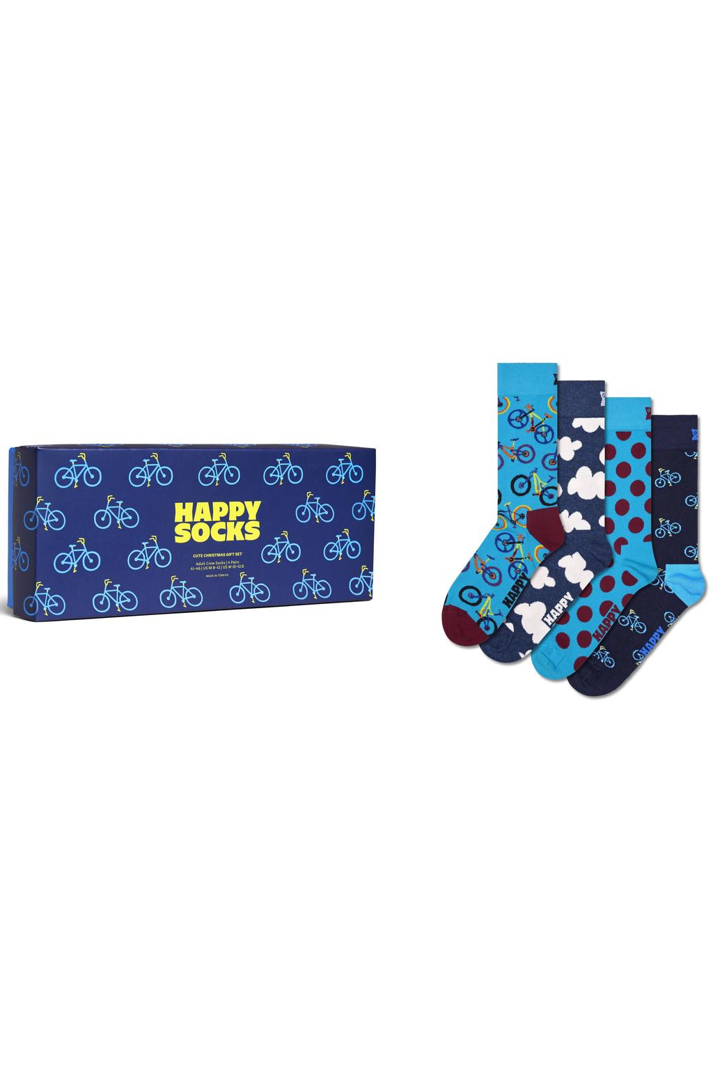 Happy Socks giftbox sokken Bike - set van 4 blauw