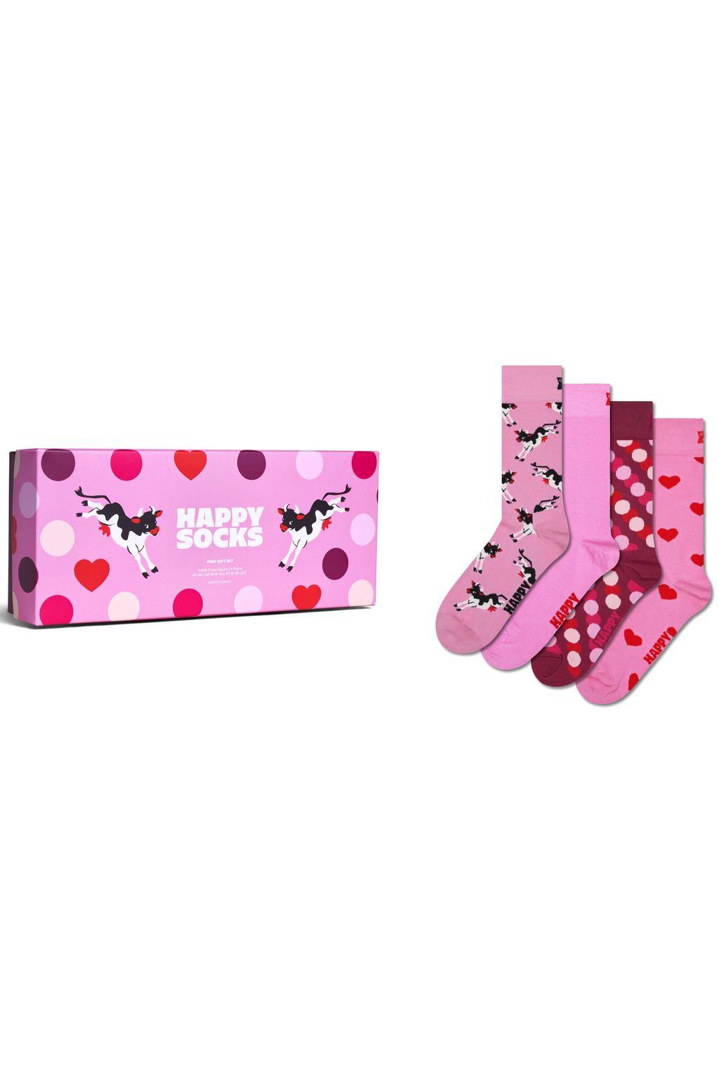 Happy Socks giftbox sokken Pink - set van 4 roze