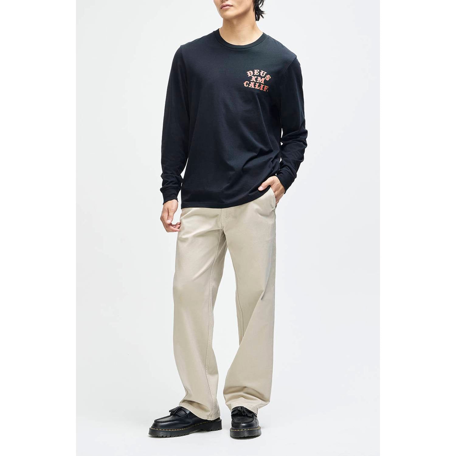 Deus Ex Machina relaxed fit longsleeve met backprint zwart
