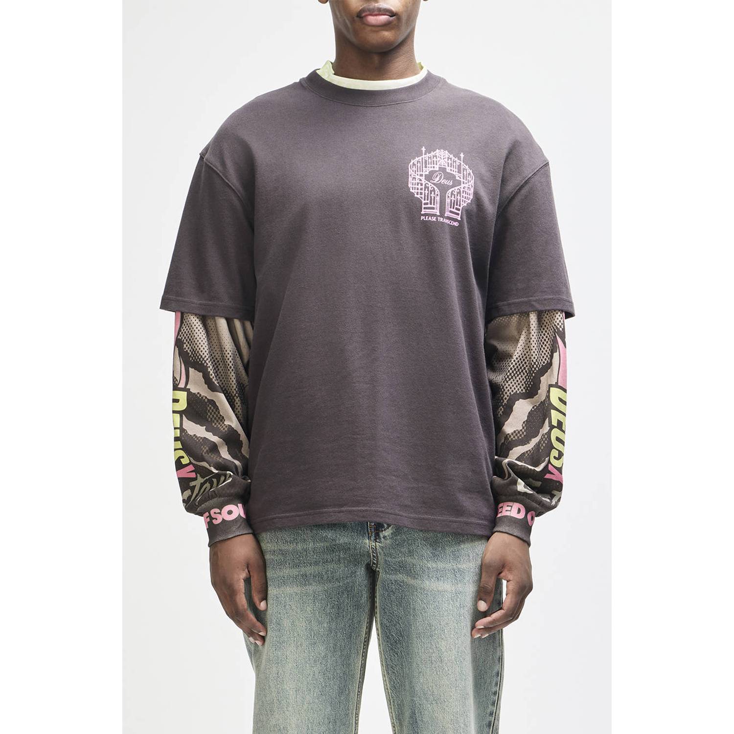 Deus Ex Machina oversized T-shirt met backprint anthracite grey