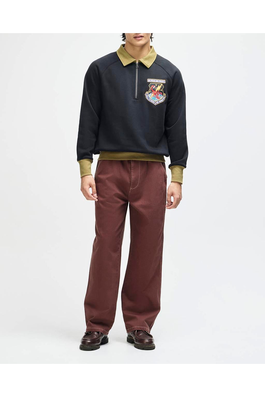 Deus Ex Machina boxy sweater met borduursels - zwart