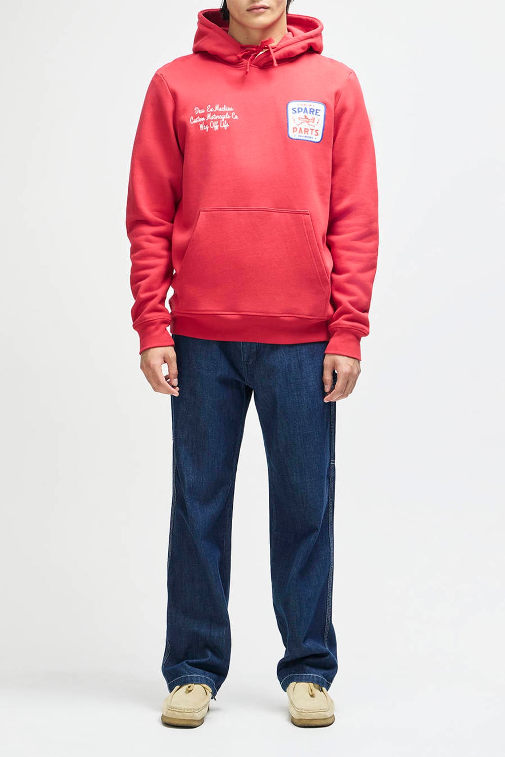 Deus Ex Machina regular fit hoodie met borduursels en print - cherry red