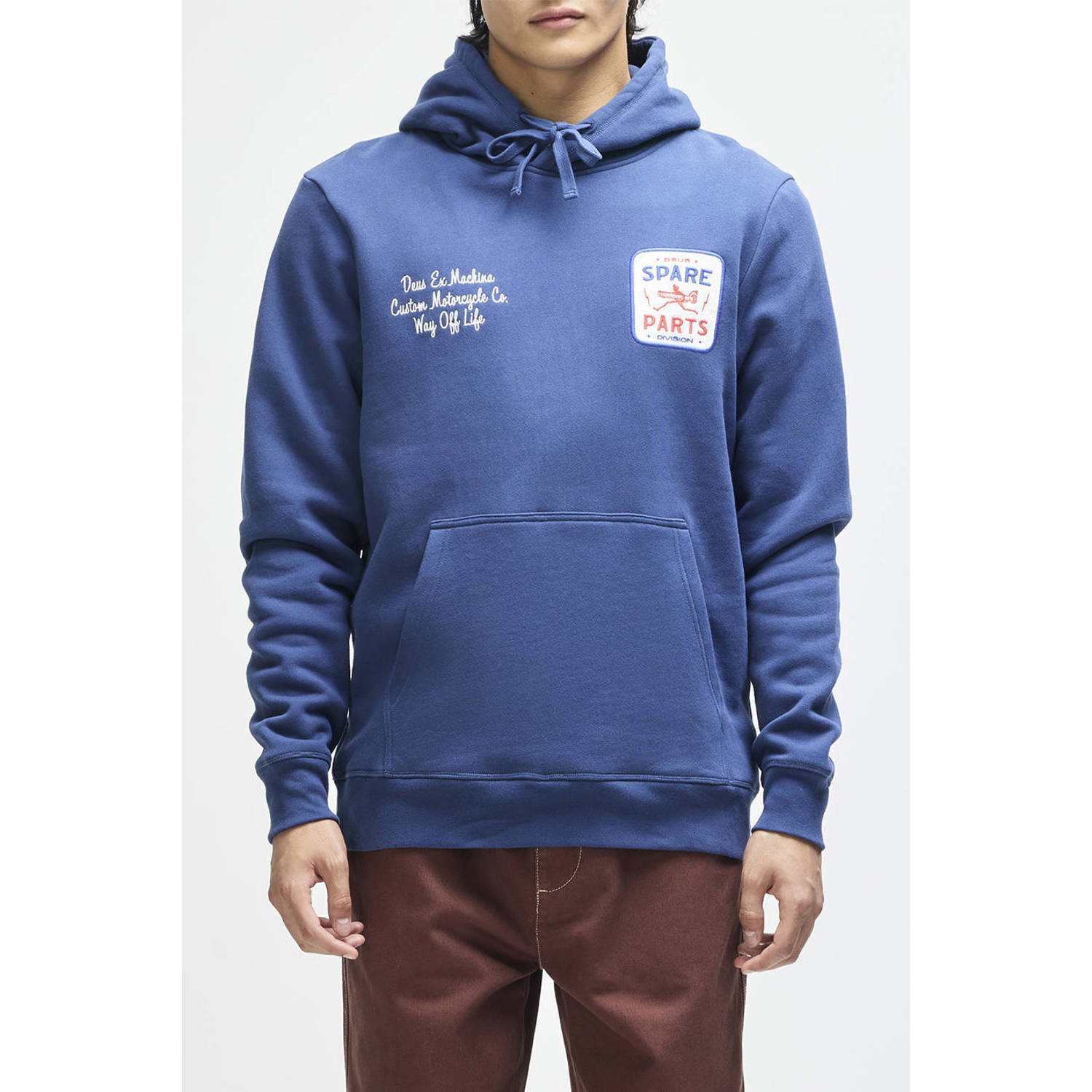 Deus Ex Machina regular fit hoodie met borduursels en print mechanic blauw