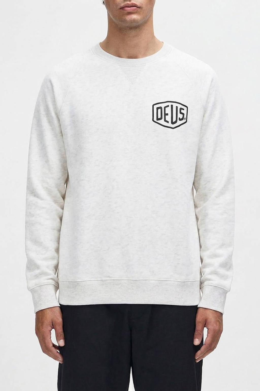 Deus Ex Machina regular fit gemêleerde sweater met backprint - lichtgrijs
