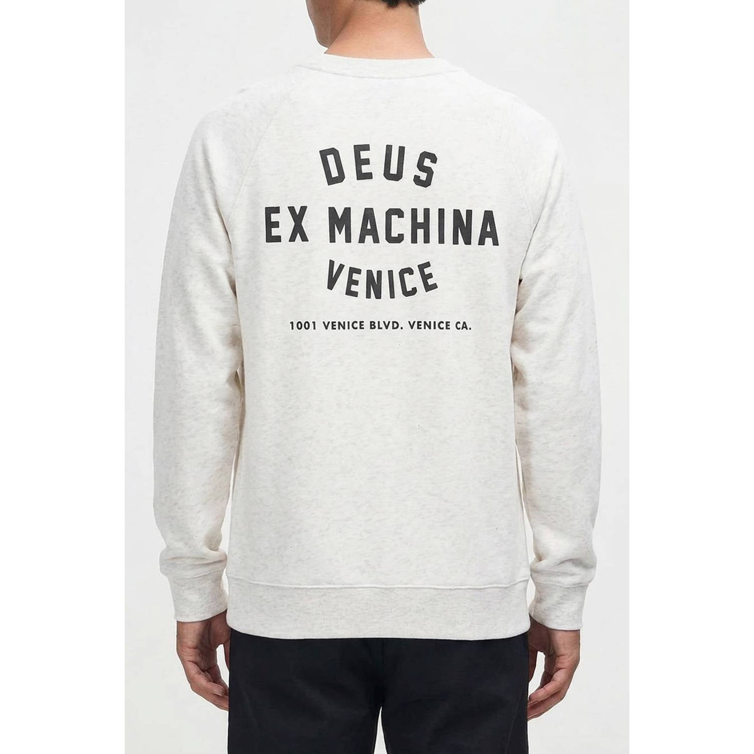Deus Ex Machina regular fit gemêleerde sweater met backprint lichtgrijs