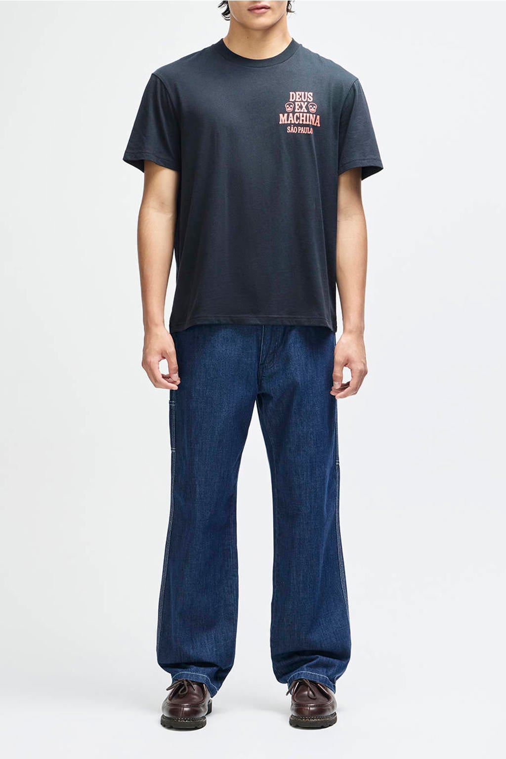 Zwarte heren Deus Ex Machina regular fit T-shirt van katoen met korte mouwen en ronde hals