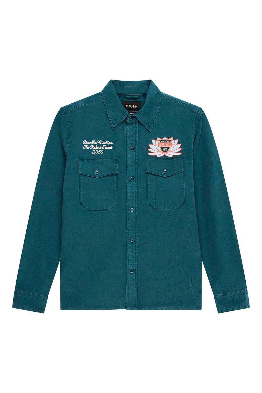 Deus Ex Machina regular fit overshirt met backprint - groen