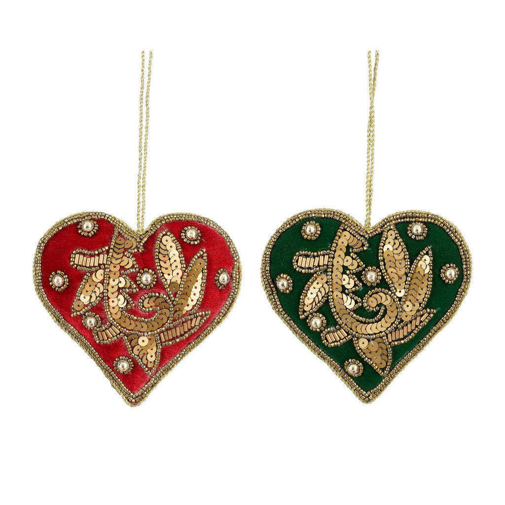 Mica Decorations Ornament hart rood groen