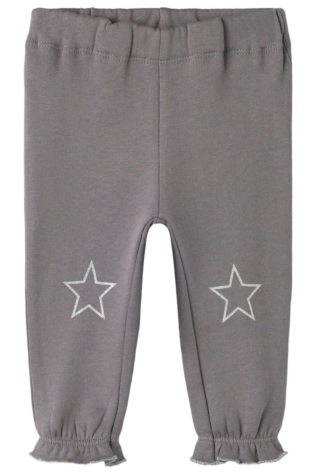 Grijze meisjes GUPPY BABY joggingbroek van sweat materiaal met elastische tailleband en sterrenprint