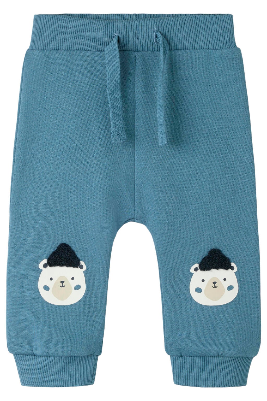 Blauwe jongens GUPPY BABY joggingbroek van sweat materiaal met elastische tailleband met koord en printopdruk
