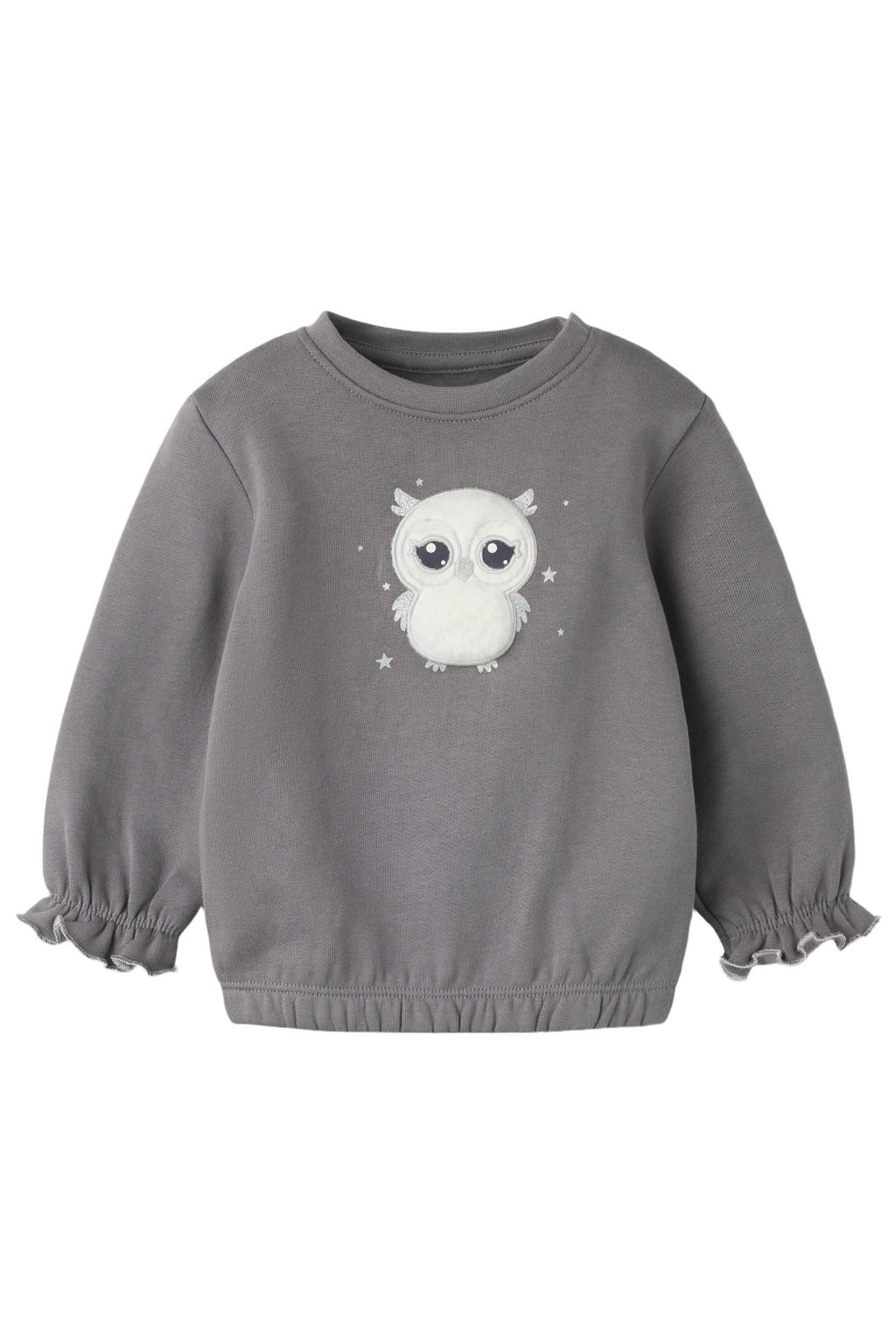 GUPPY BABY sweater met ruches en print - grijs