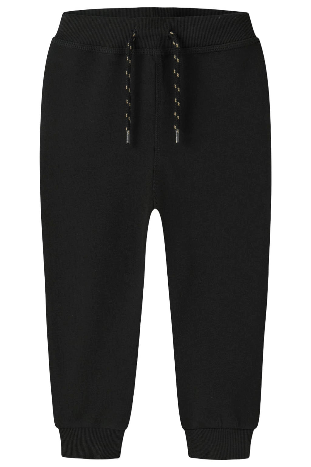 Zwarte jongens GUPPY MINI joggingbroek van sweat materiaal met elastische tailleband met koord en effen