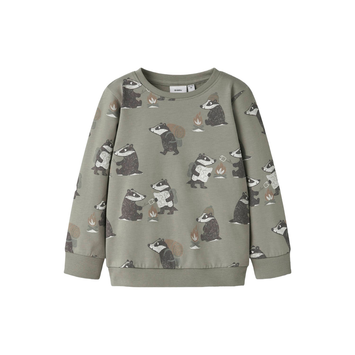 GUPPY MINI sweater met print groen