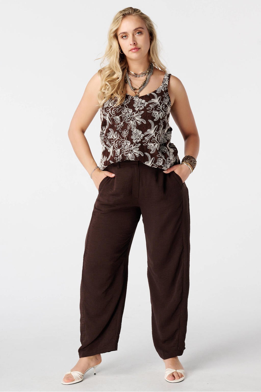 MS Mode barrel broek Plus Size - bruin