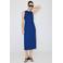 Mango midi jurk met linnen - blauw