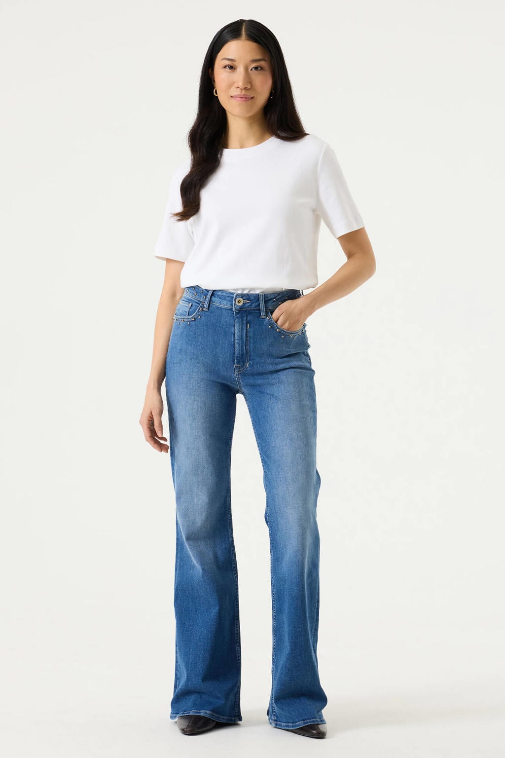 Garcia high waist flared jeans - mediumblauw