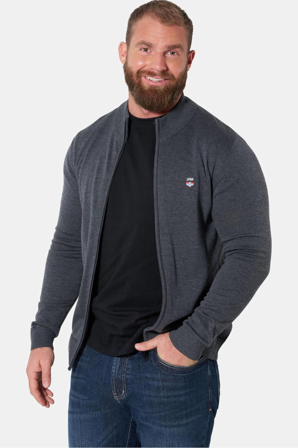 Jan Vanderstorm gebreid vest Plus Size - grijs