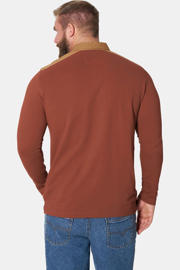 thumbnail: Jan Vanderstorm regular fit polo met borduursels en print Plus Size - donkerrood